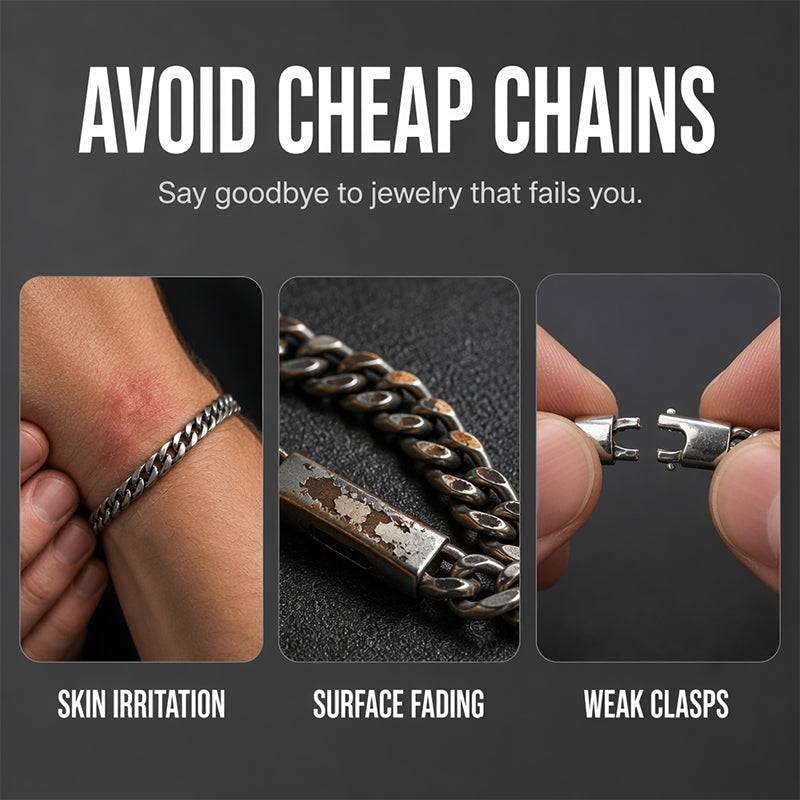 Heren Titanium Staal Armband Minimalistisch Hip Hop Ketting