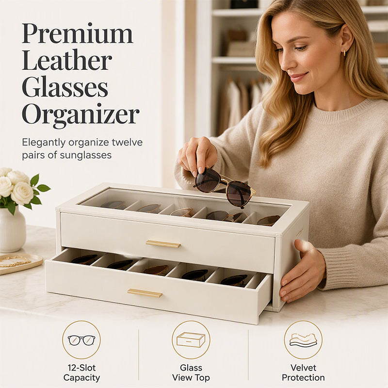 【🕶️ Historischer Tiefstpreis – Nur heute! 】📦 2-stöckige Sonnenbrillen-Aufbewahrungsbox – Transparenter Glasdeckel, staubdicht & platzsparend – Ideal für Brillensammlung & stilvolle Präsentation ✨