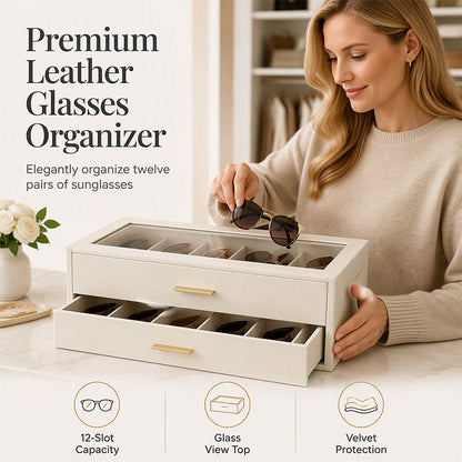 【🕶️ Historischer Tiefstpreis – Nur heute! 】📦 2-stöckige Sonnenbrillen-Aufbewahrungsbox – Transparenter Glasdeckel, staubdicht & platzsparend – Ideal für Brillensammlung & stilvolle Präsentation ✨