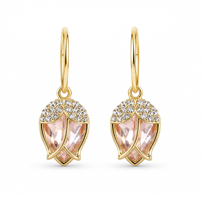 ✨ Elegante C-vormige oorringen met rozenknopjes