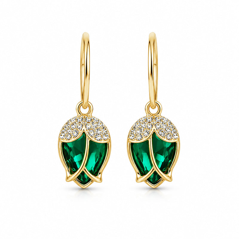 ✨ Elegante C-vormige oorringen met rozenknopjes