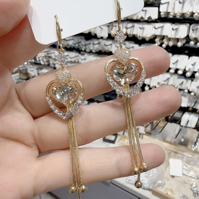 Statement Heart Tassel Earrings
