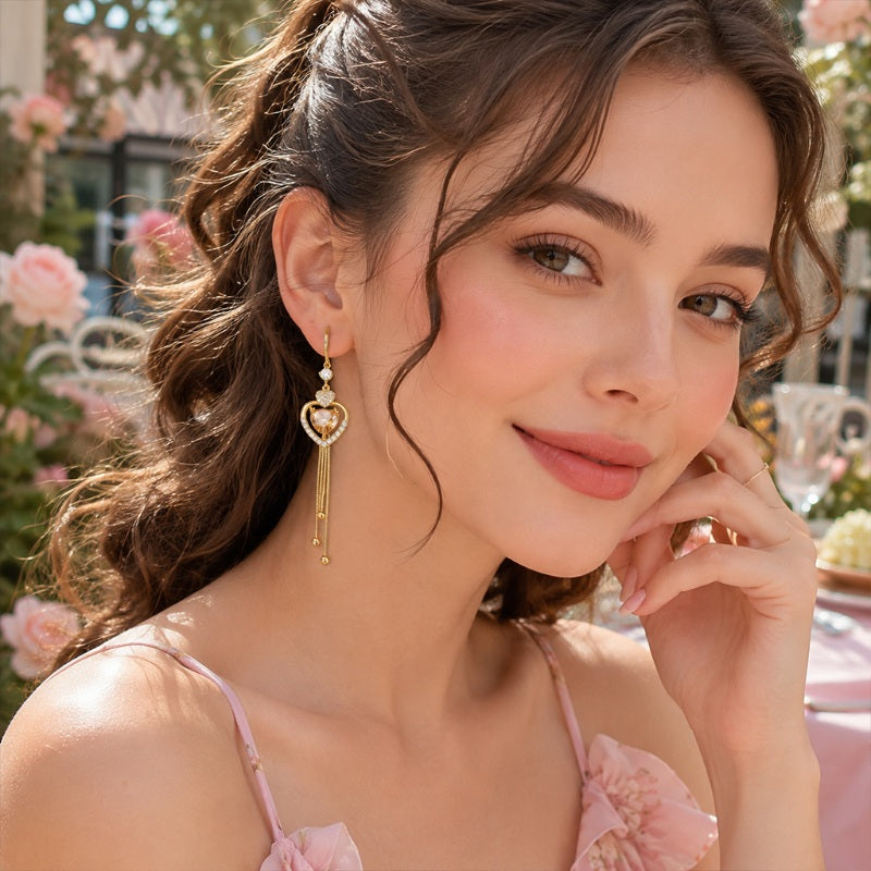 Statement Heart Tassel Earrings