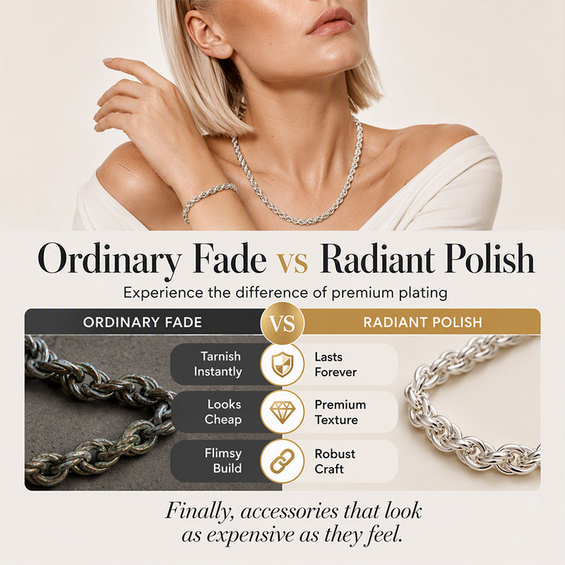 Elegant Silver-Tone Braided Wheat Chain Necklace