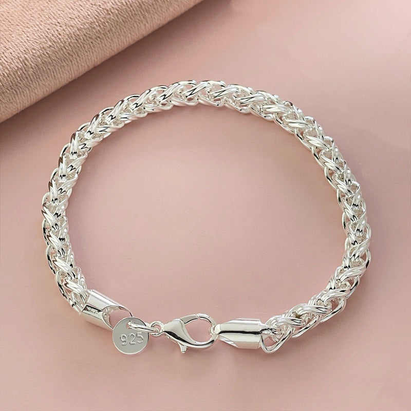 Elegant Silver-Tone Braided Wheat Chain Necklace