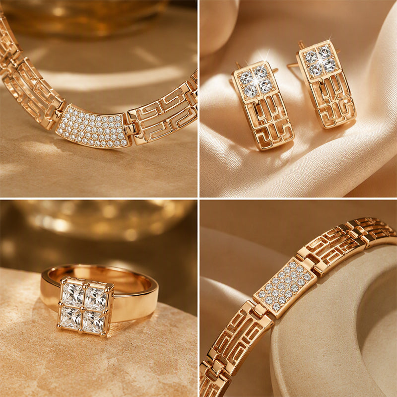Elegant Rhinestone Jewelry 4-Piece Set