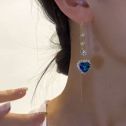 💙 Het ideale cadeau – Prachtige oorbellen met een blauw hartje van synthetische edelsteen 🌿