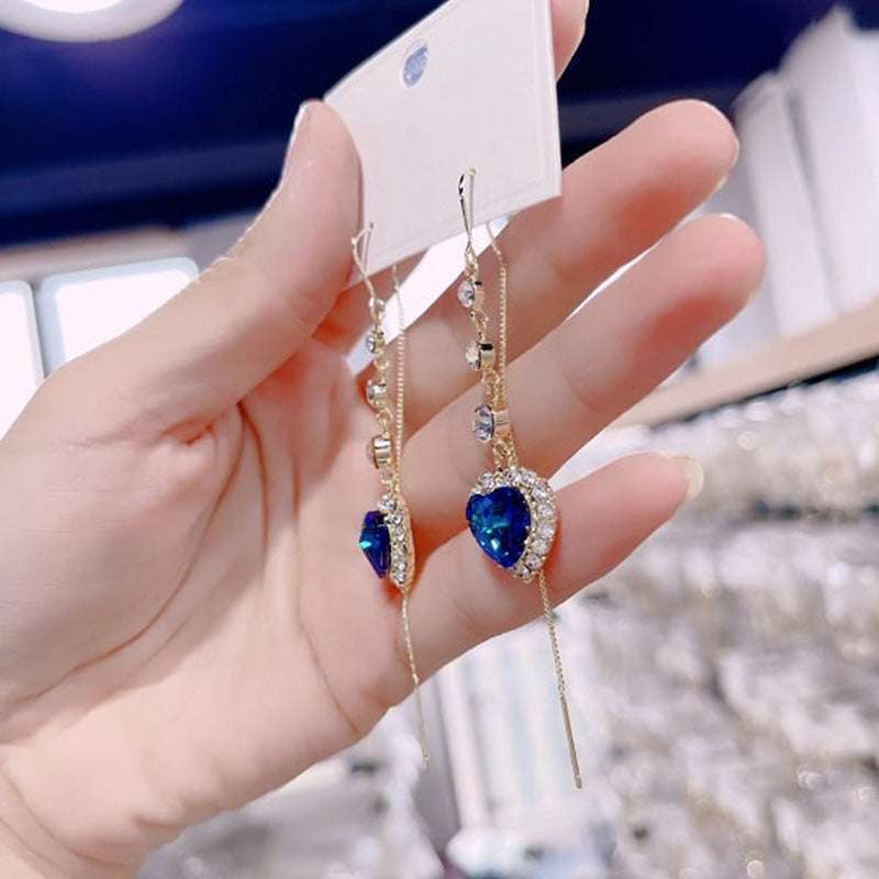 💙 Het ideale cadeau – Prachtige oorbellen met een blauw hartje van synthetische edelsteen 🌿
