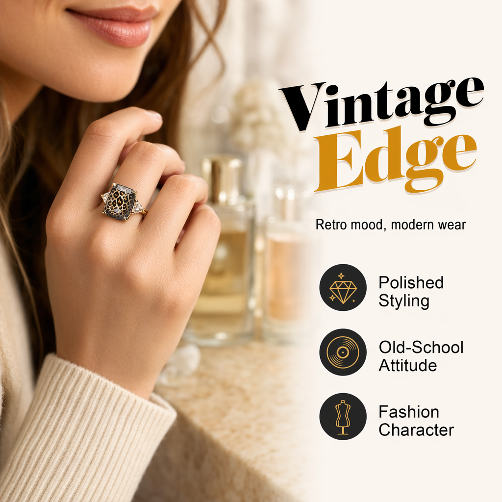 Vintage Luipaardprint Koperen Ring