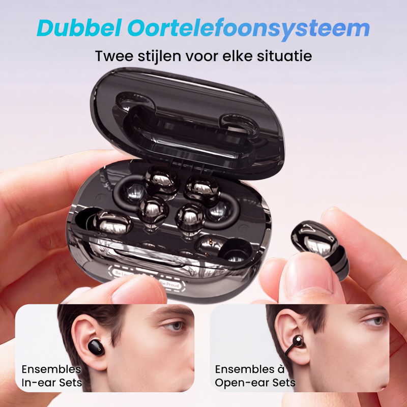 2-in-1 TWS-oordopjes met sets voor ooropening en in-ear