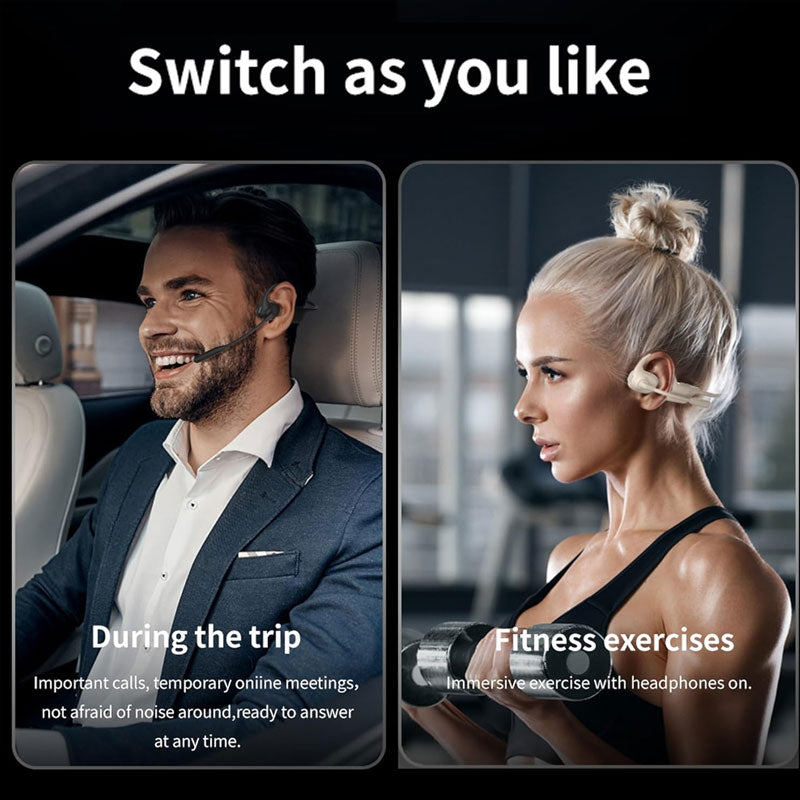 Bluetooth-headset met open oorontwerp en ruisonderdrukkende microfoon