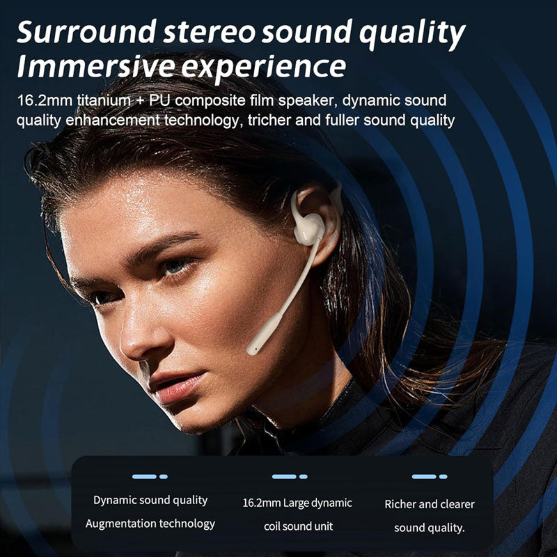 Bluetooth-headset met open oorontwerp en ruisonderdrukkende microfoon