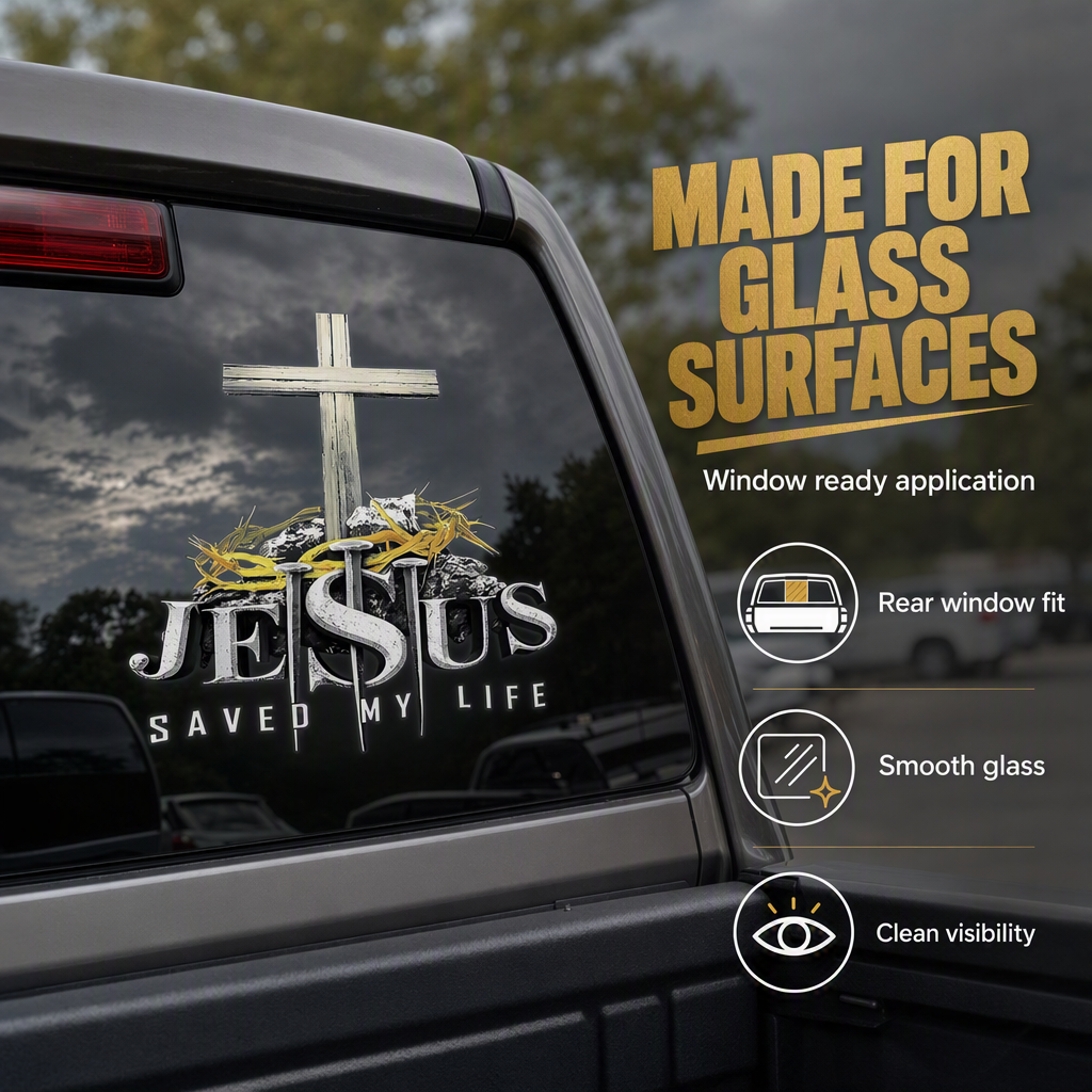 Waterbestendige vinylsticker met christelijk kruis voor op de auto