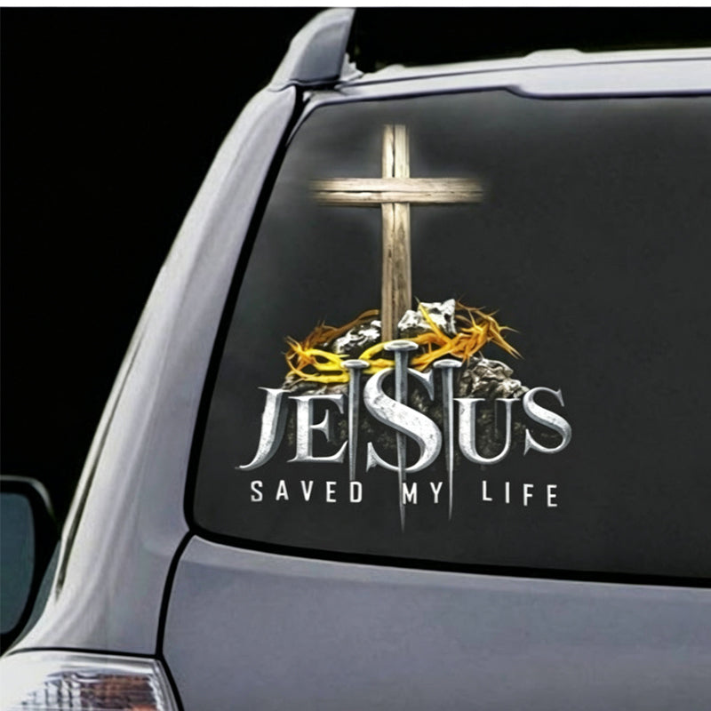 Waterbestendige vinylsticker met christelijk kruis voor op de auto