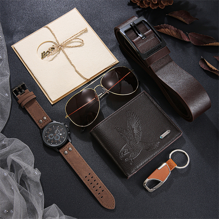 🎁⌚ 50% ! 👔Herren-Geschenkset 7-teilig – Uhr, Geldbörse, Gürtel, Sonnenbrille & Schlüsselanhänger