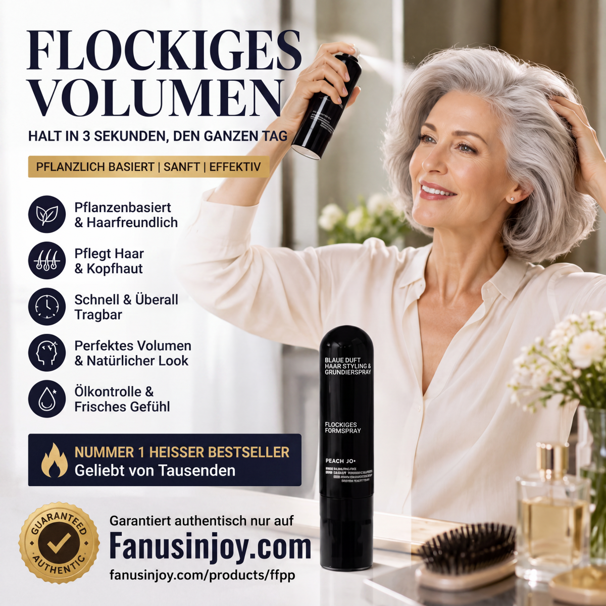 🎉Zeitlich begrenzt 💥3 kaufen, 2 gratis dazu💇🏻‍♀️Von Friseuren empfohlen! 🔥Styling in 3 Sekunden! Mühelos fluffige und elegante Frisuren kreieren! 👩 Volumen- und Festigungsspray mit Pfirsichduft