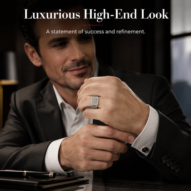Elegante, glinsterende vierkante halo-ring