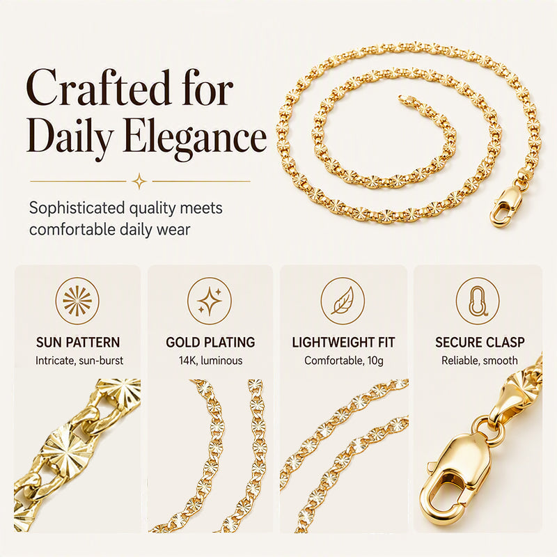 Elegante, vergulde ketting met platte schakels voor dames