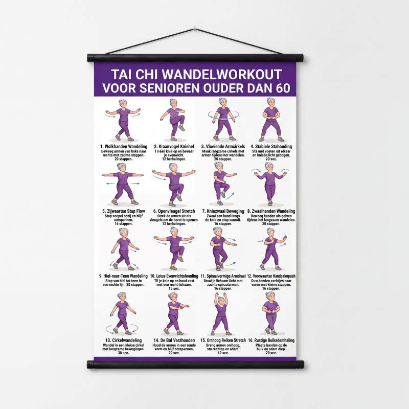 Tai Chi-workoutposter voor senioren