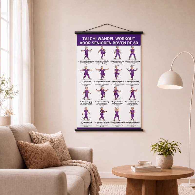 Tai Chi-workoutposter voor senioren