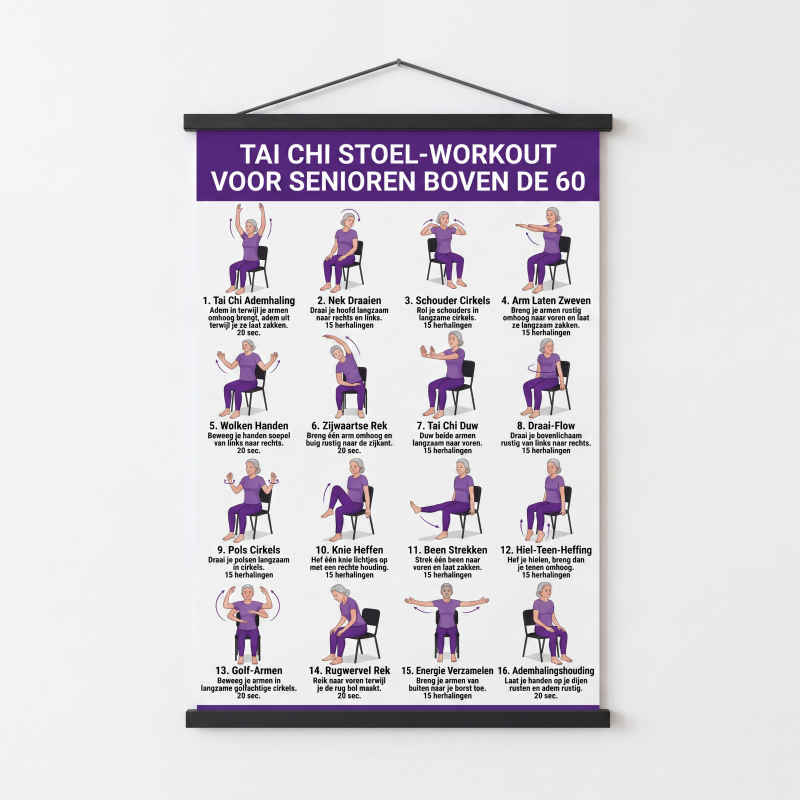 Tai Chi-workoutposter voor senioren