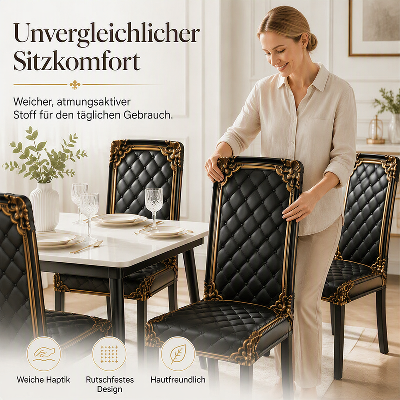 ⚜️ 50 % Rabatt ! Elegante Barock-Stuhlhusse – Königlicher Charme, perfekter Schutz! 🖤 Grenzenlose Stretch-Passform, weich & bequem, waschbar 🪑