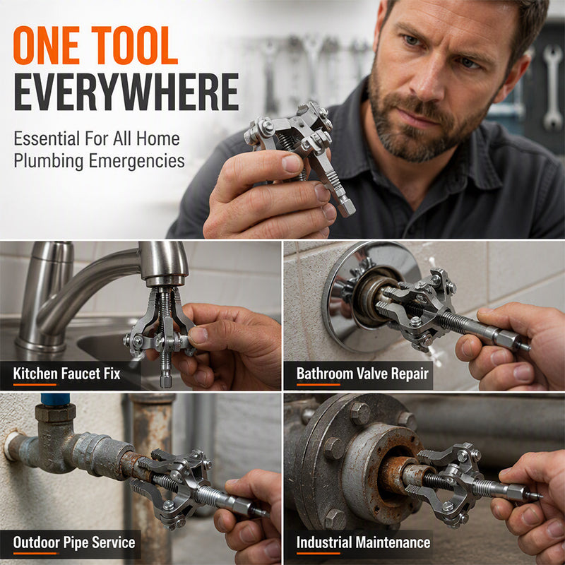 🔧 50 % Rabatt! 3-Backen Rohr-Ausdreher – Universelles Werkzeug zum Entfernen gebrochener Rohre mit Bohrmaschine