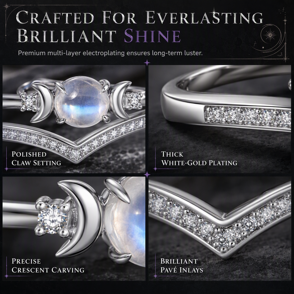 🌙 50% RABATT! 💍 Mondstein Ring – Halbmond-Design & mystische Eleganz ✨