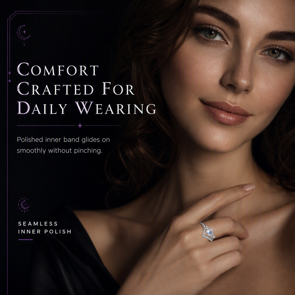🌙 50% RABATT! 💍 Mondstein Ring – Halbmond-Design & mystische Eleganz ✨
