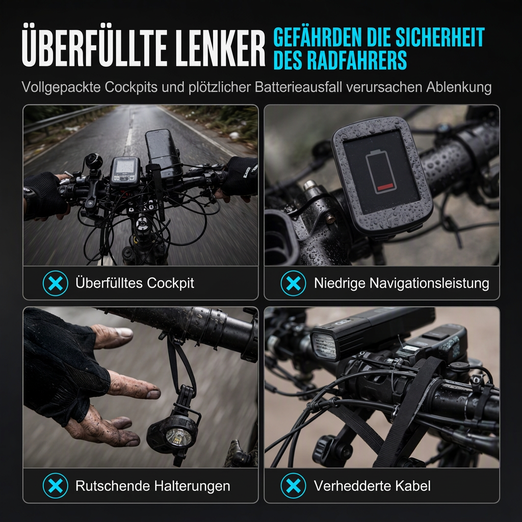 🚲 Lenker-Erweiterung mit USB-Powerbank & Halterung für Fahrradlampe & Taschenlampe – mehr Platz am Lenker🔋