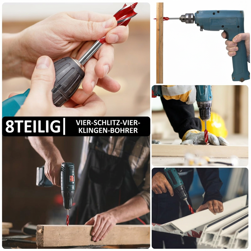 📢📢40% RABATT !!⏰8-teiliges Spiralbohrer-Set mit 4 Schneiden für die Holzbearbeitung