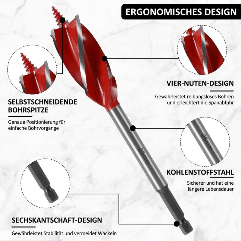 📢📢40% RABATT !!⏰8-teiliges Spiralbohrer-Set mit 4 Schneiden für die Holzbearbeitung