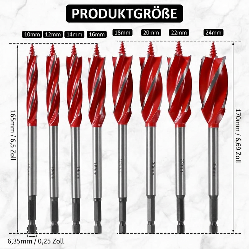 📢📢40% RABATT !!⏰8-teiliges Spiralbohrer-Set mit 4 Schneiden für die Holzbearbeitung