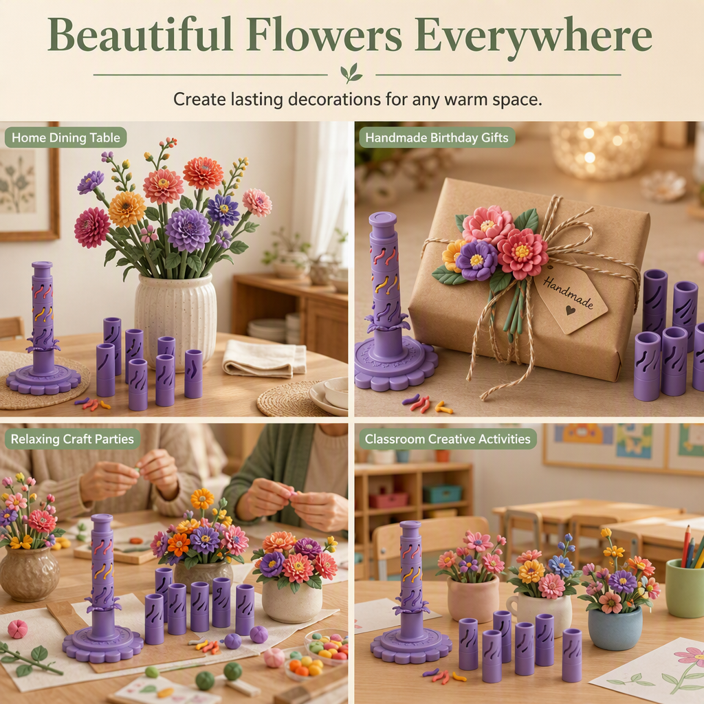 DIY Clay Flower Shaping Tool and Modular Clay Bloom Maker for Handmade Crafts