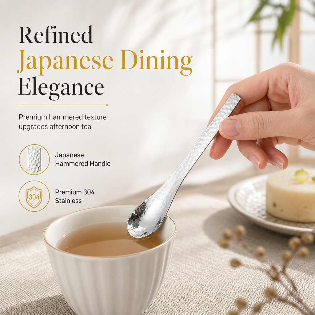 🍰✨ Japanisches Dessert-Besteck aus 304 Edelstahl – Ergonomischer Griff & lebensmittelecht | Premium Qualität