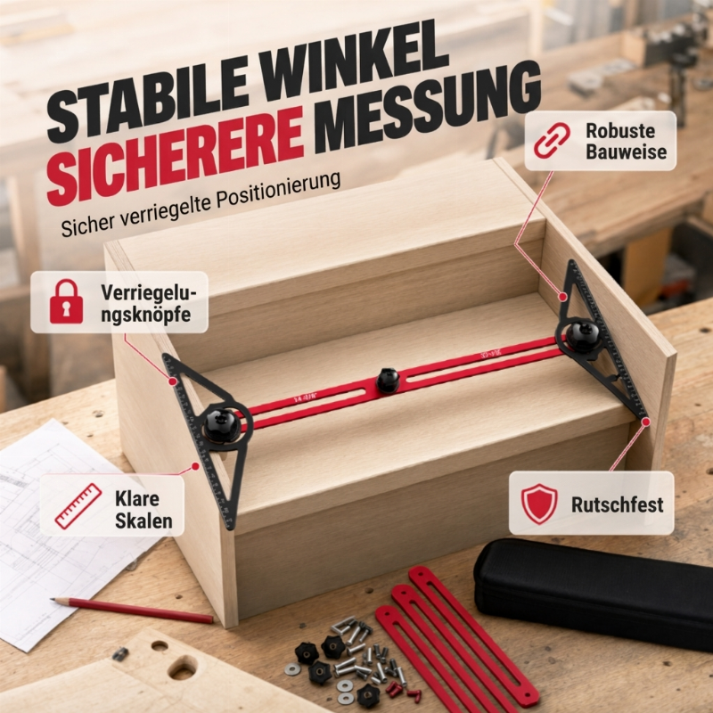 ⏰40% RABATT !📐 Multifunktionale Treppenmesslehre aus Aluminium – faltbarer Treppenwinkel für präzise Stufenmessung & Renovierung