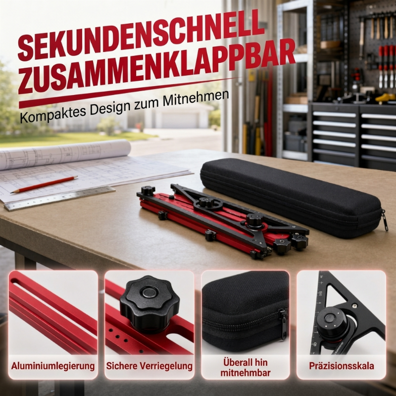 ⏰40% RABATT !📐 Multifunktionale Treppenmesslehre aus Aluminium – faltbarer Treppenwinkel für präzise Stufenmessung & Renovierung