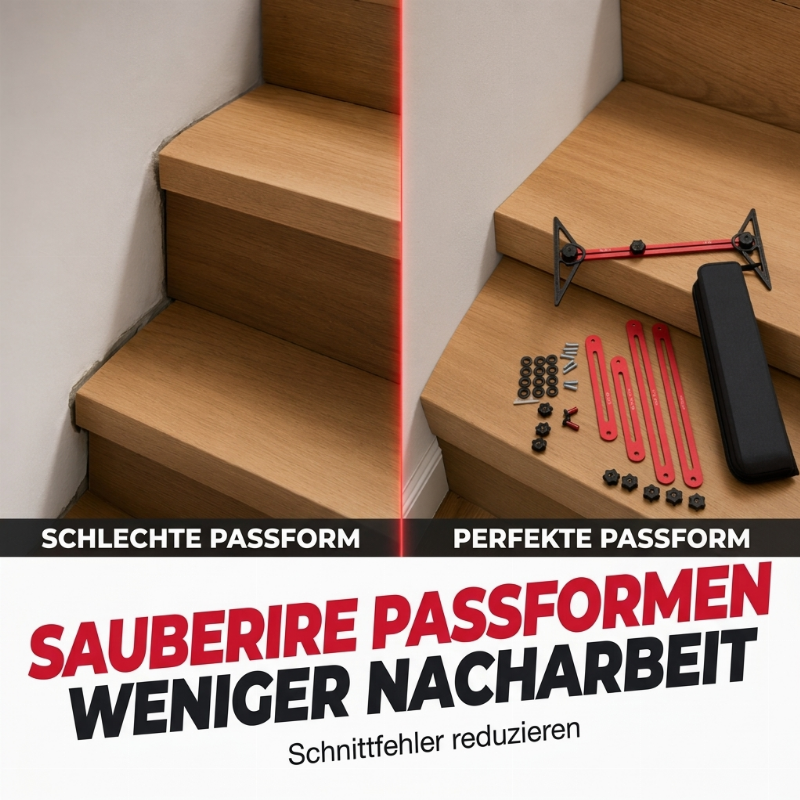 ⏰40% RABATT !📐 Multifunktionale Treppenmesslehre aus Aluminium – faltbarer Treppenwinkel für präzise Stufenmessung & Renovierung