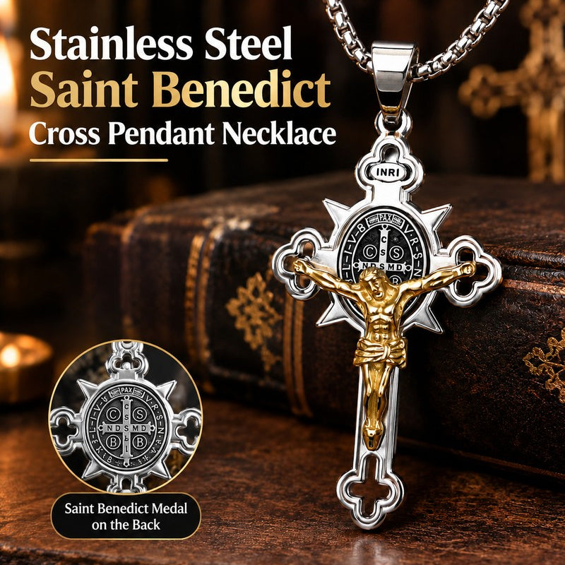 Herren-Halskette mit Vintage-Kreuz-Anhänger aus Edelstahl