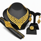 💛 50% RABATT 💍 24-karätig vergoldetes Brautschmuck-Set, Dubai & indischer Stil mit Kette, Armband, Ring und Ohrringen 📿