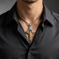 Herren-Halskette mit Vintage-Kreuz-Anhänger aus Edelstahl