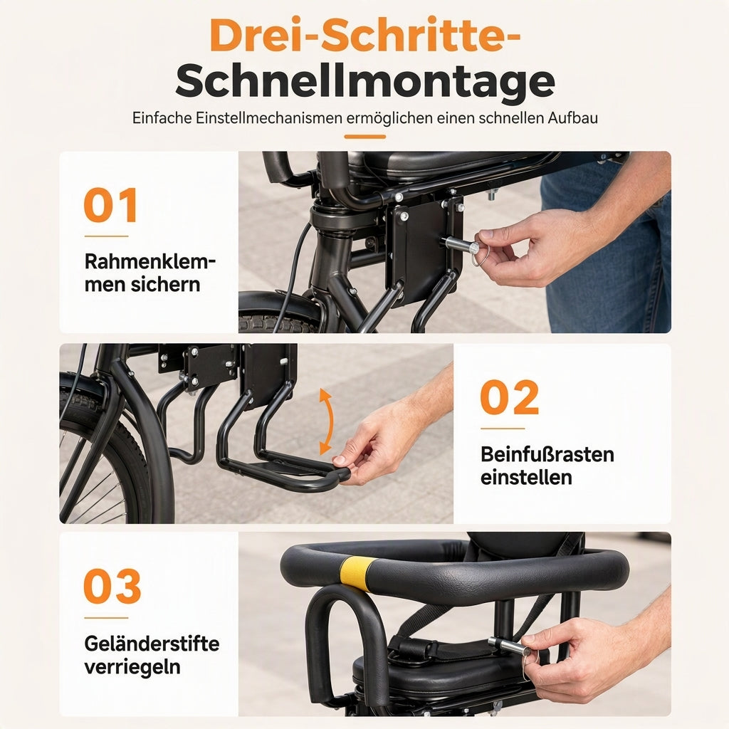 📢📢50% RABATT !!⏰Fahrradkindersitz mit Rückenlehne und Polster für Mountainbikes, Outdoor-Fahrten mit Eltern und Kind